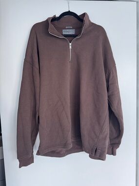 Abercrombie Men's Quarter-Zip Pullover Sweater - Brown